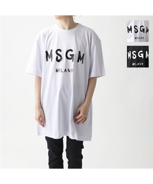 MSGM(MSGM)/MDA168 MDA68 DRESS ペイントロゴ オーバーサイズ Tシャツ チュニック ワンピース カラー2色 レディース/img01