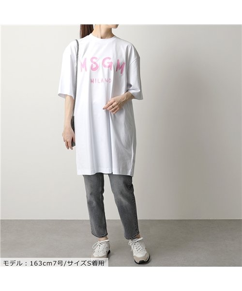 MSGM(MSGM)/MDA168 MDA68 DRESS ペイントロゴ オーバーサイズ Tシャツ チュニック ワンピース カラー2色 レディース/img05