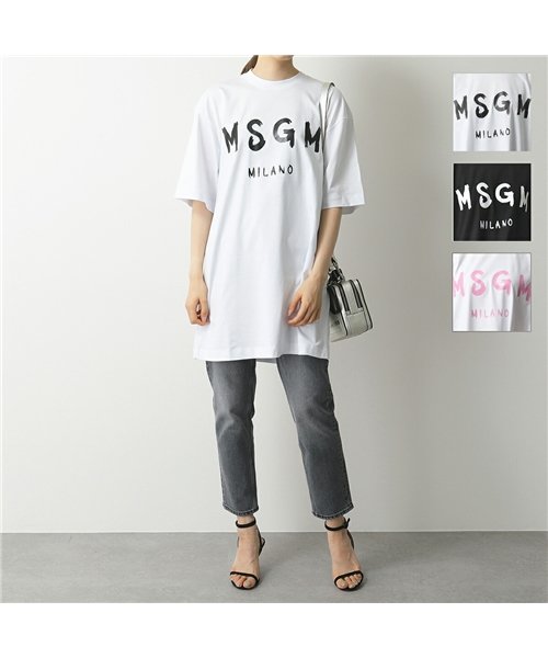 MSGM(MSGM)/MDA168 MDA68 DRESS ペイントロゴ オーバーサイズ Tシャツ チュニック ワンピース カラー2色 レディース/img06