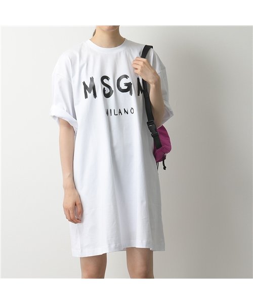 MSGM(MSGM)/MDA168 MDA68 DRESS ペイントロゴ オーバーサイズ Tシャツ チュニック ワンピース カラー2色 レディース/img08