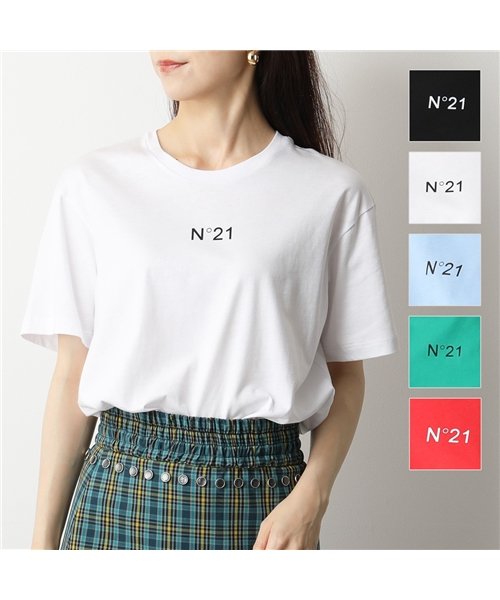 N°21(ヌメロ ヴェントゥーノ)/【N°21(ヌメロヴェントゥーノ)】F026 6332  半袖 Tシャツ クルーネック カットソー ちびロゴT コットン オーバーサイズ レディース/img01