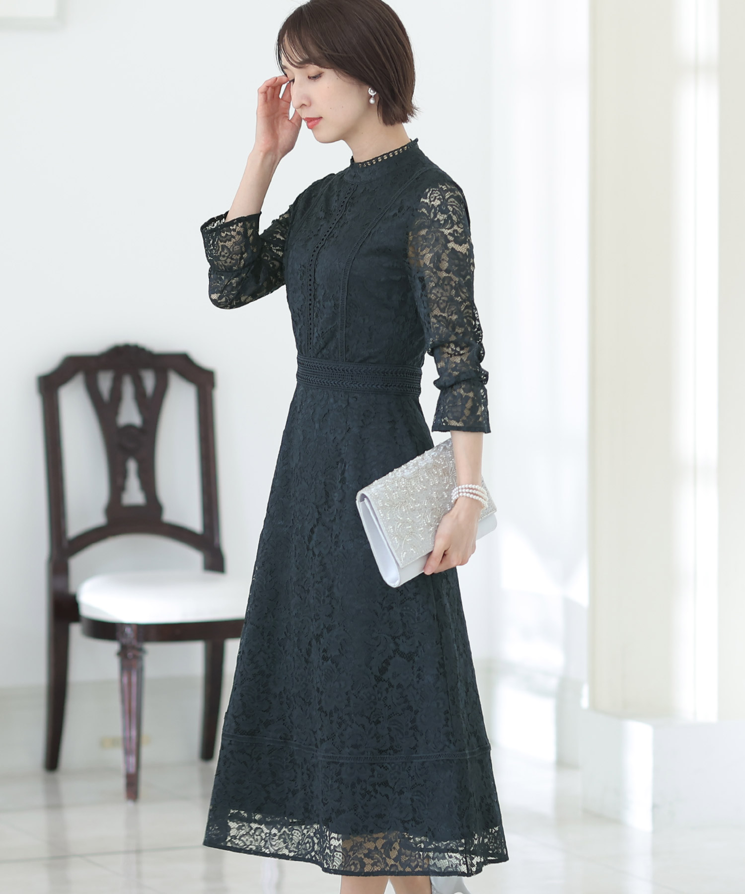 半額以下で買えるクーポン特集 プールスタジオ バラ 結婚式 楽ちんワンピ レース3Dワンピ スーツ・フォーマル・ドレス