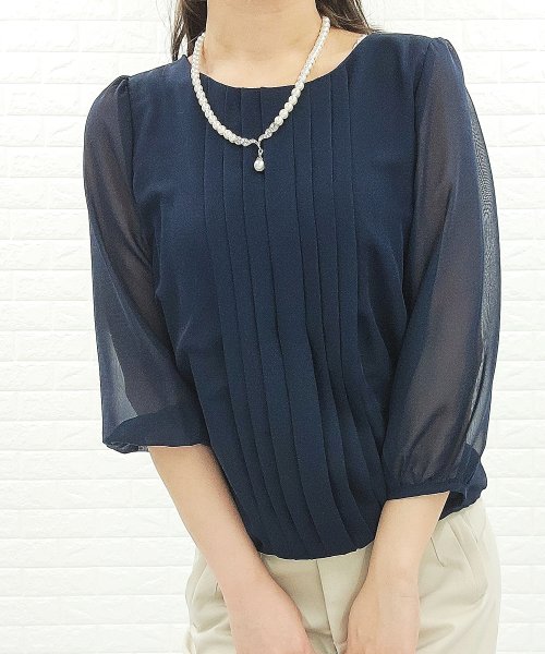 セール レースレディース Lace Ladies シフォンレース七分袖ブラウス Magaseek