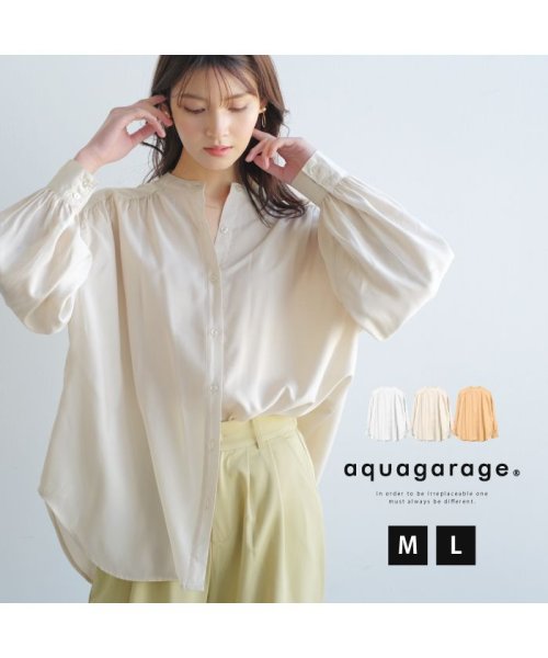 aquagarage(アクアガレージ)/ヨーク切替ギャザーシャツ/img01