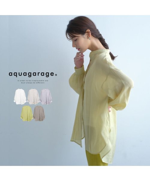 aquagarage(アクアガレージ)/バンドカラーボリューム袖ブラウス/img01