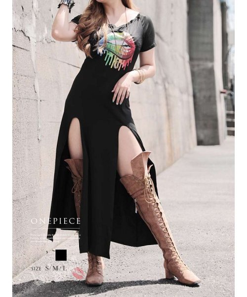 ロングワンピース 黒 ワンピース オフショル Sexy ボムシェル Bombshell Magaseek