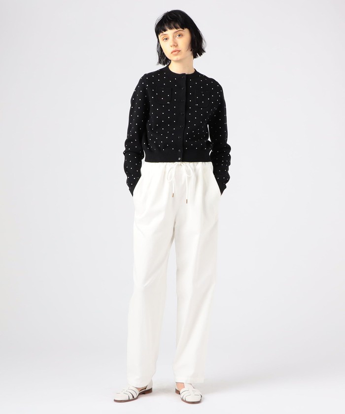 CABaN コットンカシミヤ ドットジャカードクルーネックカーディガン