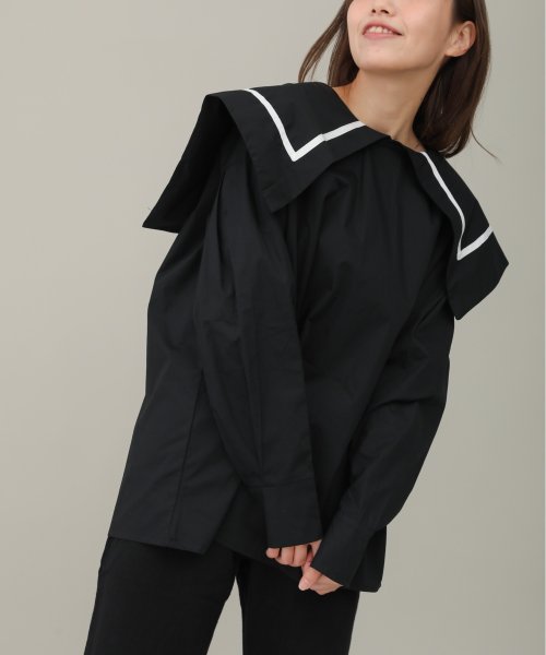 sakishima tokyo(サキシマ トーキョー)/シンプルセーラーカラーシャツ/ビックカラーデザインボリューム袖ブラウス/img05