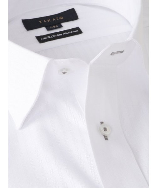TAKA-Q(タカキュー)/綿100％ ノーアイロン スタンダードフィット ワイドカラー 長袖 シャツ メンズ ワイシャツ ビジネス ノーアイロン 形態安定 yシャツ 速乾/img01