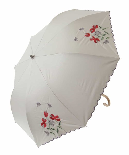 Jocomomola(ホコモモラ)/【晴雨兼用】フラワー刺繍折りたたみ傘/img01