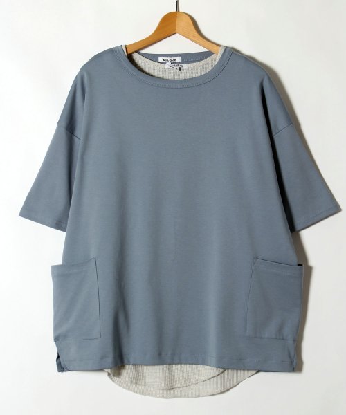 ALWAYS GOOD TIME NEW BASIC STORE(オールウェイグッドタイムニューベーシックストア)/【ＯＲＧＡＮＩＣ　ＣＯＴＴＯＮ】ドロップショルダーダブルポケットスムースＴシャツ×オーガニックコットンワッフルタンクトップ　リアルレイヤードアンサンブルＴシャツ/img62