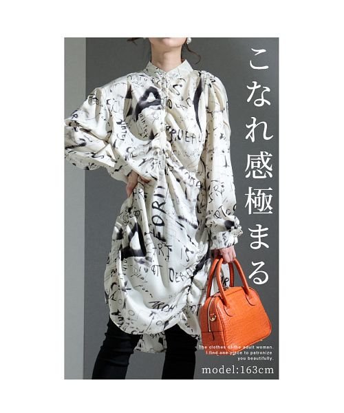Sawa a la mode(サワアラモード)/英字ロゴとペイント模様のシャツワンピース/img01