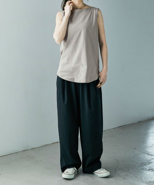 Fashion Letter(ファッションレター)/[M－4L] 一番使えるボートネックタンクトップ レディース トップス ノースリーブ コットン 綿100 大きいサイズ ゆったり ラクチン インナー ボートネッ/img30