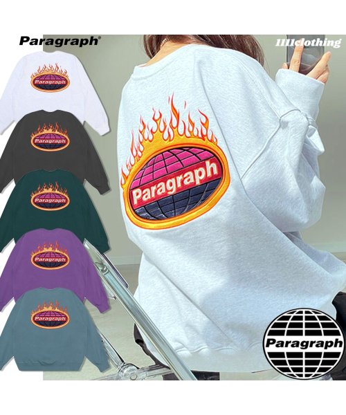 1111clothing(ワンフォークロージング)/パラグラフ スウェット トップス 長袖 正規品 ◆Paragraph Fire Embroidery Sweatshirt ◆ 有名 ブランド トレーナー オー/img01