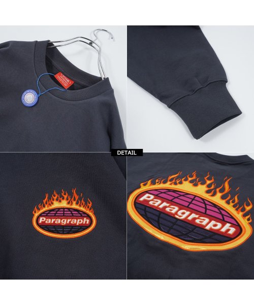 1111clothing(ワンフォークロージング)/パラグラフ スウェット トップス 長袖 正規品 ◆Paragraph Fire Embroidery Sweatshirt ◆ 有名 ブランド トレーナー オー/img05