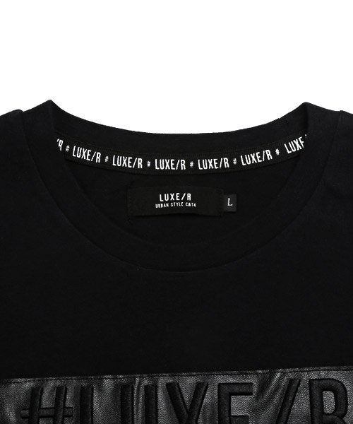 LUXSTYLE(ラグスタイル)/LUXE/R(ラグジュ)PUレザーボックスロゴ刺繍Tシャツ/Tシャツ メンズ 半袖 ロゴ 刺繍 PUレザー クルーネック/img13