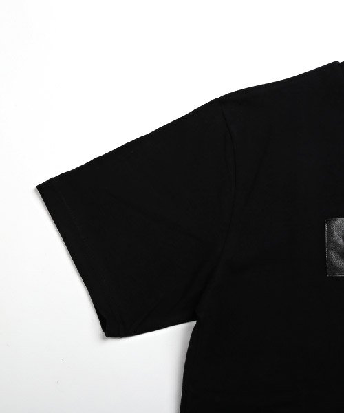 LUXSTYLE(ラグスタイル)/LUXE/R(ラグジュ)PUレザーボックスロゴ刺繍Tシャツ/Tシャツ メンズ 半袖 ロゴ 刺繍 PUレザー クルーネック/img15