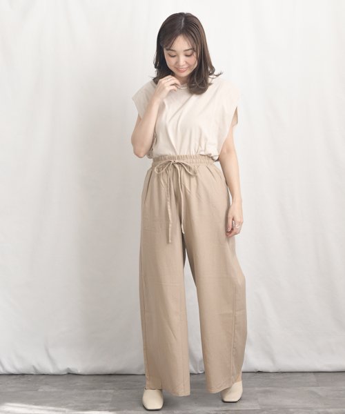 ARGO TOKYO(アルゴトウキョウ)/Cotton linen wide pants 22021　コットンリネンワイドパンツ　リネンパンツ　リネンワイドパンツ　ボトムス　イージーパンツ　ウエストゴム/img07