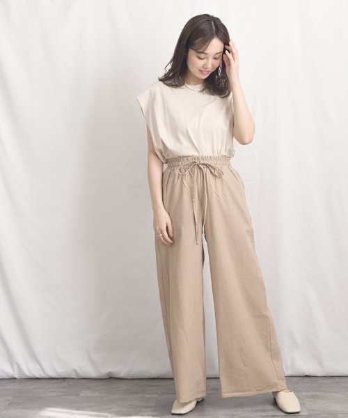 ARGO TOKYO(アルゴトウキョウ)/Cotton linen wide pants 22021　コットンリネンワイドパンツ　リネンパンツ　リネンワイドパンツ　ボトムス　イージーパンツ　ウエストゴム/img09