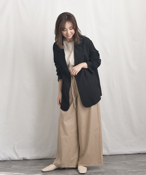 ARGO TOKYO(アルゴトウキョウ)/Cotton linen wide pants 22021　コットンリネンワイドパンツ　リネンパンツ　リネンワイドパンツ　ボトムス　イージーパンツ　ウエストゴム/img10