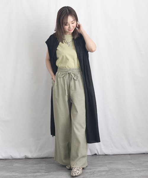 ARGO TOKYO(アルゴトウキョウ)/Cotton linen wide pants 22021　コットンリネンワイドパンツ　リネンパンツ　リネンワイドパンツ　ボトムス　イージーパンツ　ウエストゴム/img19