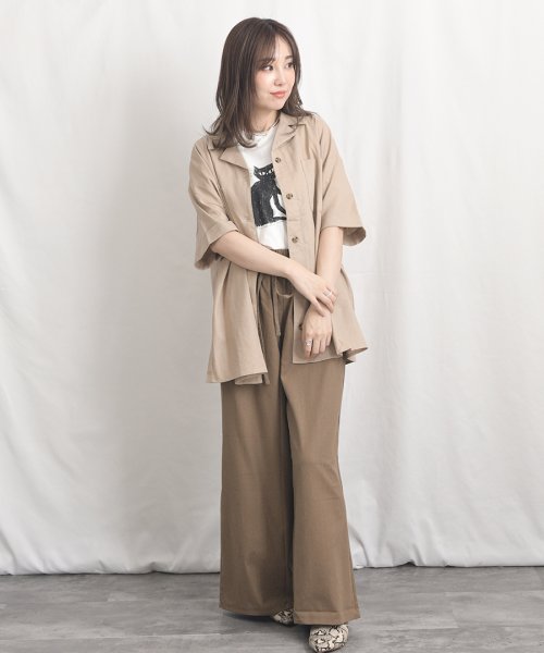 ARGO TOKYO(アルゴトウキョウ)/Cotton linen wide pants 22021　コットンリネンワイドパンツ　リネンパンツ　リネンワイドパンツ　ボトムス　イージーパンツ　ウエストゴム/img34