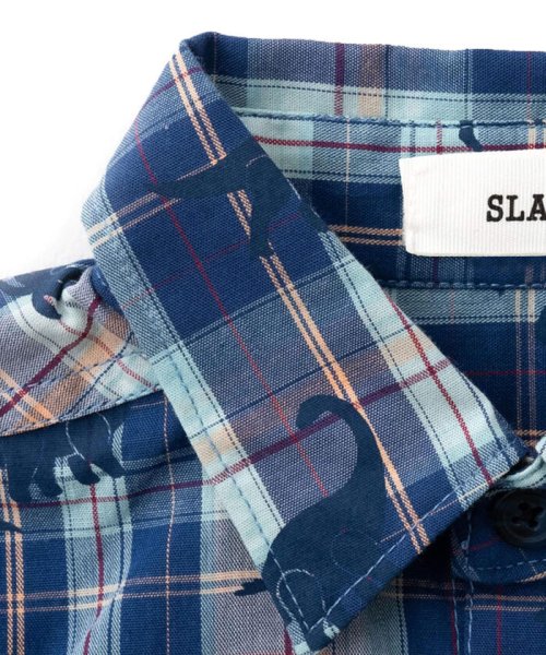 SLAP SLIP(スラップスリップ)/【 お揃い 】 恐竜 チェック フェルト 刺繍 シャツ (80~130cm)/img05