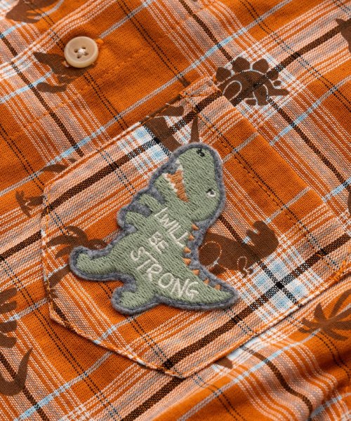 SLAP SLIP(スラップスリップ)/【 お揃い 】 恐竜 チェック フェルト 刺繍 シャツ (80~130cm)/img16