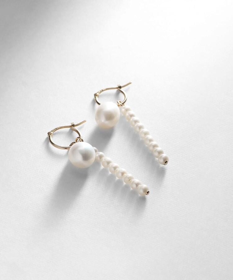 バロックパール ダブルチャーム フープピアス