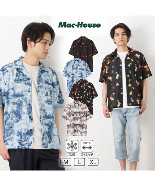 MAC HOUSE(men)(マックハウス（メンズ）)/NAVY ネイビー メッシュプリントシャツ 231063MH/img01