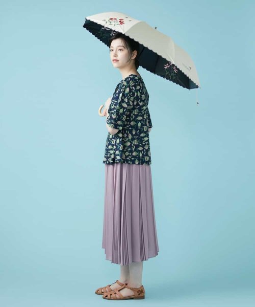 Jocomomola(ホコモモラ)/【晴雨兼用】フラワー刺繍折りたたみ傘/img08