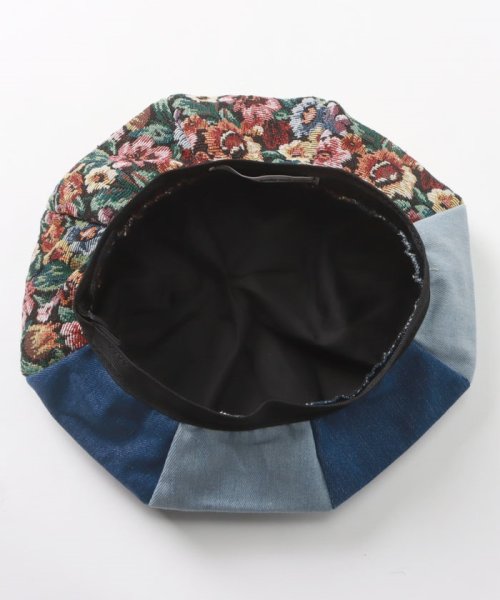ホンキートンク(ホンキートンク)/配色ダンガリー×ゴブラン織り　ワイドベレー帽（サイズ調整可、オリジナルバッグ付）/img02