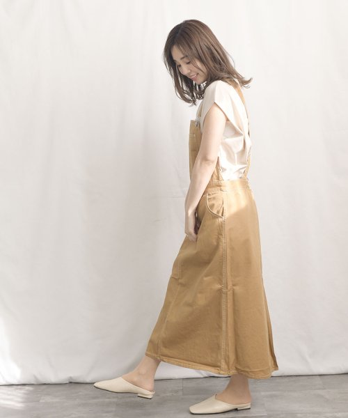 ARGO TOKYO(アルゴトウキョウ)/Salopette long skirt 29015　後日モデル写真差し替え　サロペットロングスカート　ジャンパスカート　ジャンパースカート　ツイル素材　春夏新/img27