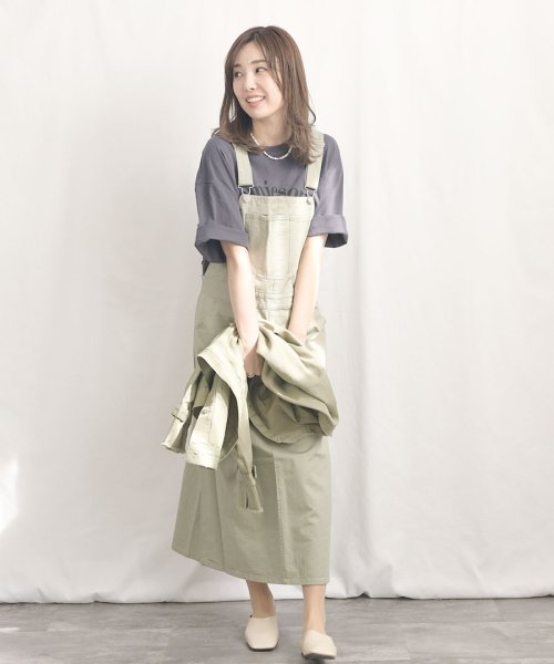 ARGO TOKYO(アルゴトウキョウ)/Salopette long skirt 29015　後日モデル写真差し替え　サロペットロングスカート　ジャンパスカート　ジャンパースカート　ツイル素材　春夏新/img31