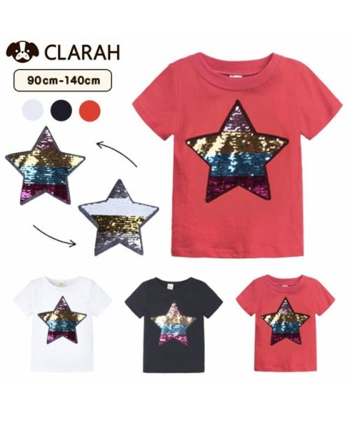 CLARAH　kids(クララキッズ)/キッズ Tシャツ スパンコール 星 レインボー 変色 トップス 半袖 女の子 男の子 /img01