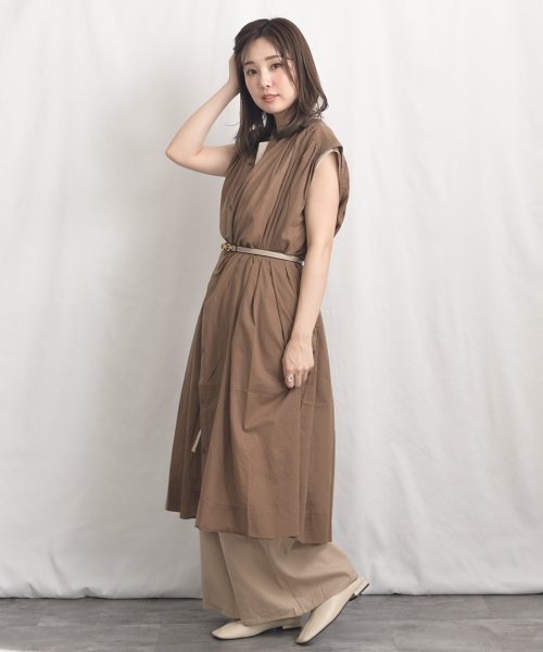 ARGO TOKYO(アルゴトウキョウ)/Color Cotton Shirt Sleeveless GatherOne－piece 2902402　カラーコットンシャツスリーブレスギャザーワンピース　/img04