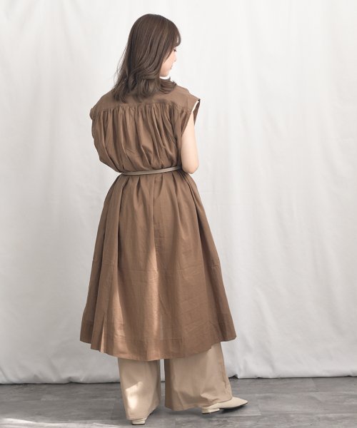 ARGO TOKYO(アルゴトウキョウ)/Color Cotton Shirt Sleeveless GatherOne－piece 2902402　カラーコットンシャツスリーブレスギャザーワンピース　/img05
