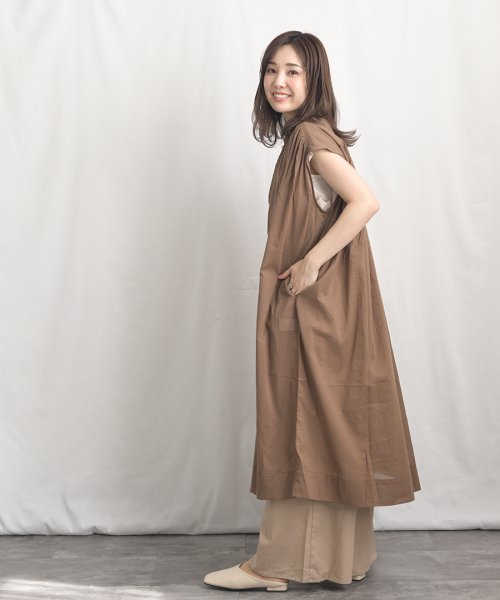 ARGO TOKYO(アルゴトウキョウ)/Color Cotton Shirt Sleeveless GatherOne－piece 2902402　カラーコットンシャツスリーブレスギャザーワンピース　/img07