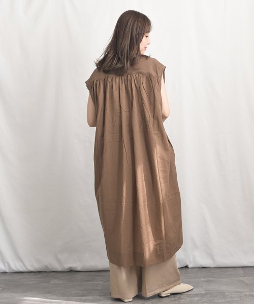 ARGO TOKYO(アルゴトウキョウ)/Color Cotton Shirt Sleeveless GatherOne－piece 2902402　カラーコットンシャツスリーブレスギャザーワンピース　/img08