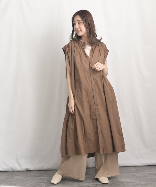 ARGO TOKYO(アルゴトウキョウ)/Color Cotton Shirt Sleeveless GatherOne－piece 2902402　カラーコットンシャツスリーブレスギャザーワンピース　/img16