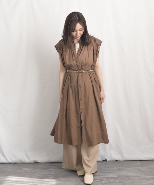ARGO TOKYO(アルゴトウキョウ)/Color Cotton Shirt Sleeveless GatherOne－piece 2902402　カラーコットンシャツスリーブレスギャザーワンピース　/img24