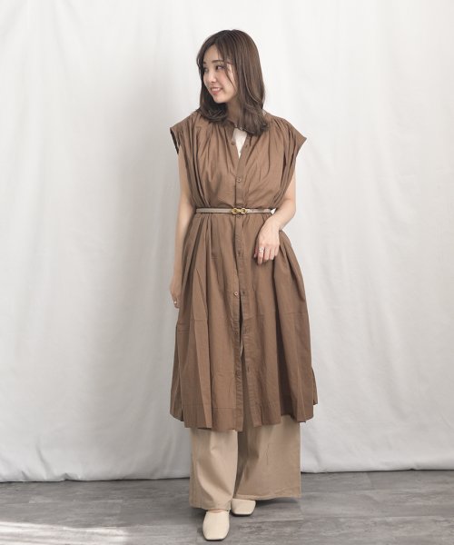 ARGO TOKYO(アルゴトウキョウ)/Color Cotton Shirt Sleeveless GatherOne－piece 2902402　カラーコットンシャツスリーブレスギャザーワンピース　/img25