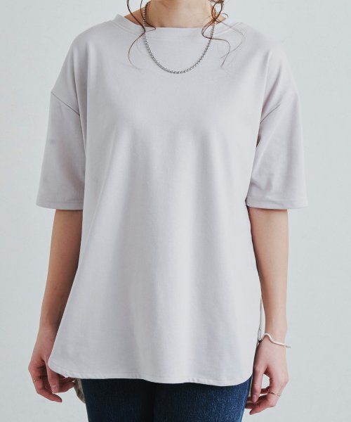 Fizz(フィズ)/OE天竺 サイドボタン裾ラウンドビッグTシャツ　CHiLL365 SS　ワイド　半袖/img01