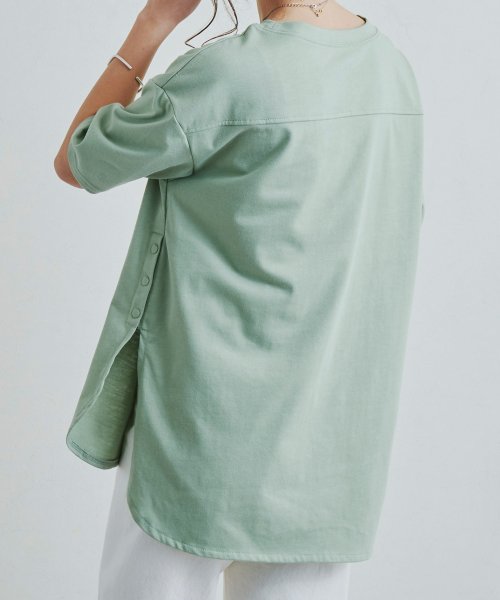 Fizz(フィズ)/OE天竺 サイドボタン裾ラウンドビッグTシャツ　CHiLL365 SS　ワイド　半袖/img08