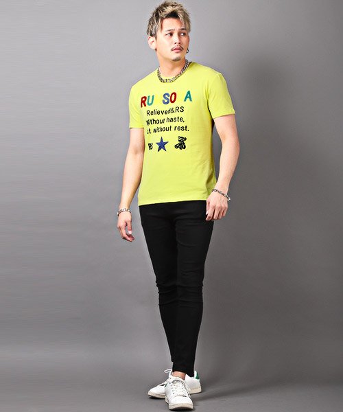 LUXSTYLE(ラグスタイル)/RUMSODA(ラムソーダ)チェーン刺繍Tシャツ/Tシャツ メンズ 半袖 チェーン刺繍 ロゴ カラフル クマ/img04
