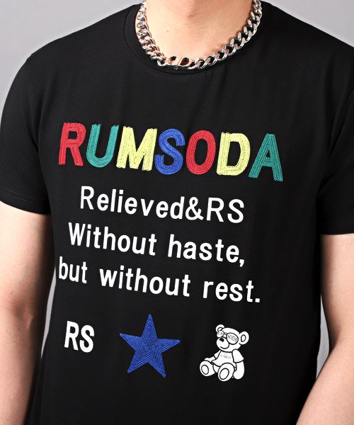 LUXSTYLE(ラグスタイル)/RUMSODA(ラムソーダ)チェーン刺繍Tシャツ/Tシャツ メンズ 半袖 チェーン刺繍 ロゴ カラフル クマ/img09