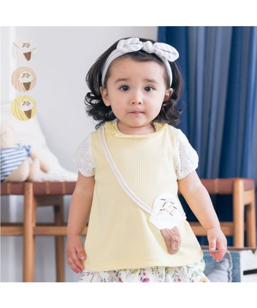 Kids Zoo(キッズズー)/【子供服】 kid´s zoo (キッズズー) アイスポシェットレース袖Ｔシャツ 80cm，90cm W46802/img01