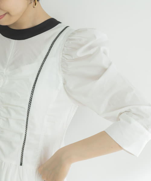 CASA FLINE ボリュームスリーブタックドレス