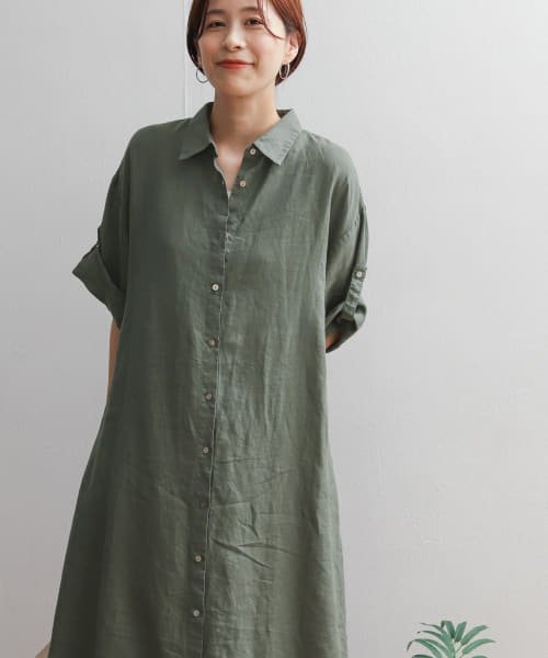 セール アーバンリサーチドアーズ Urban Research Doors Web 一部店舗限定 リネン半袖シャツワンピース Magaseek