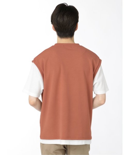 TAKA-Q(タカキュー)/梨地ポンチ フェイクレイヤード クルーネック 半袖 メンズ Tシャツ カットソー カジュアル インナー ビジネス ギフト プレゼント/img02